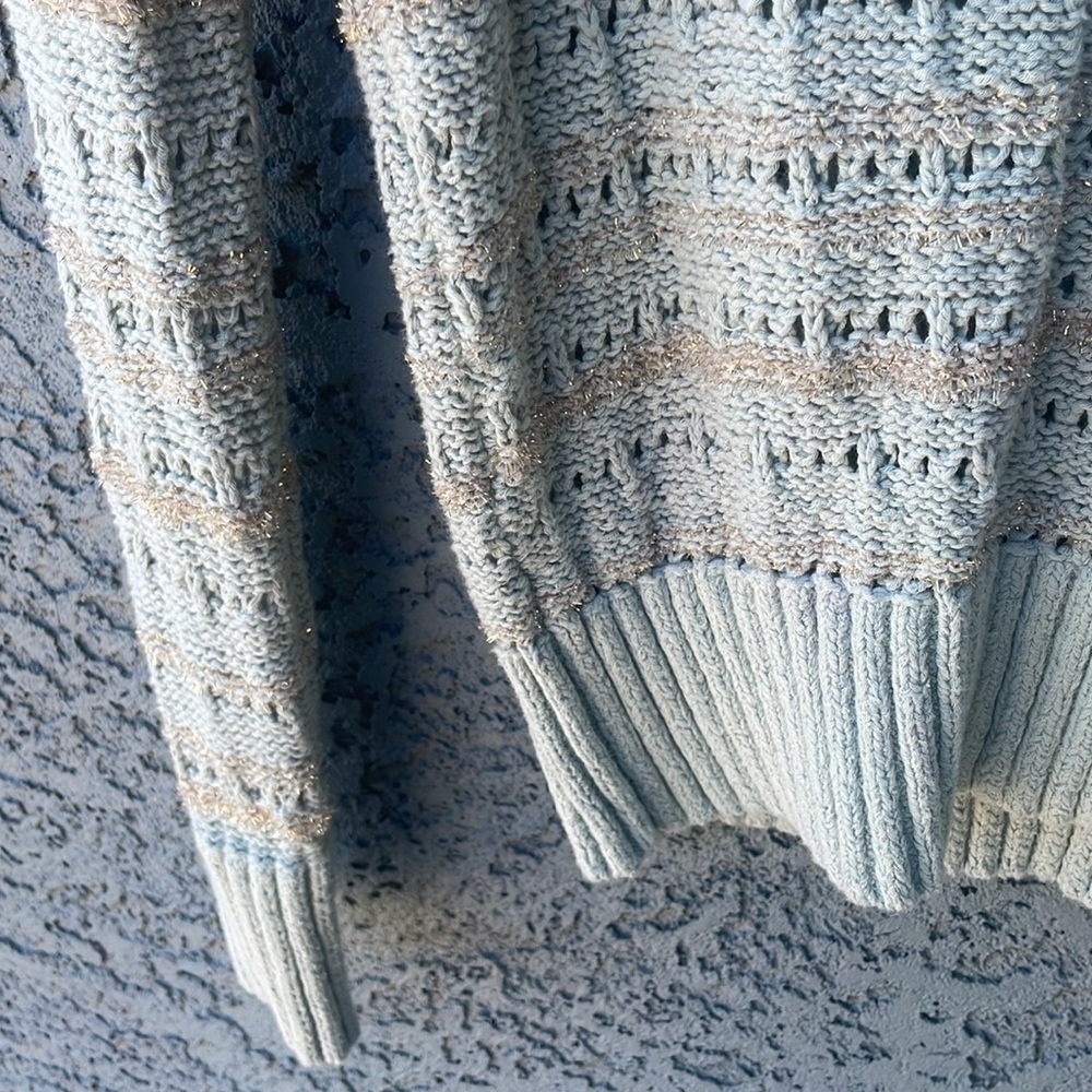 Loft Open Weave Sweater Women’s Mint Green Size XS - Picture 3 of 5
